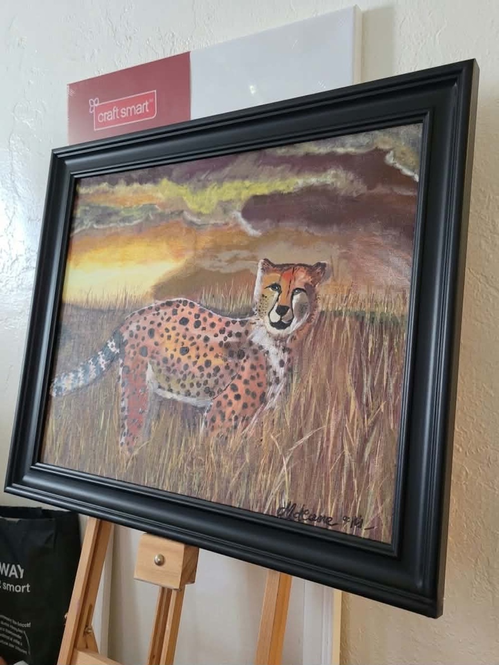Hand-Painted Cheetah Canvas Wall Art in Orange and Brown